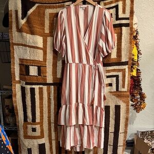 SALE 🦃 Frenchy Striped Wrap Dress in Red and White